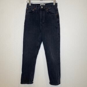 AGOLDE Straight High Rise Ankle Button Fly Charcoal Denim Jeans EUC Sz 23
